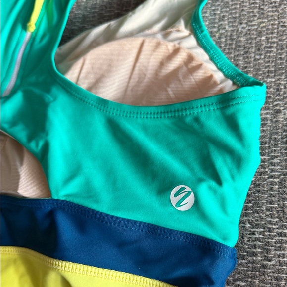 Stylish Women's Bikini Top in Green, Blue, and Yellow - Picture 3 of 4